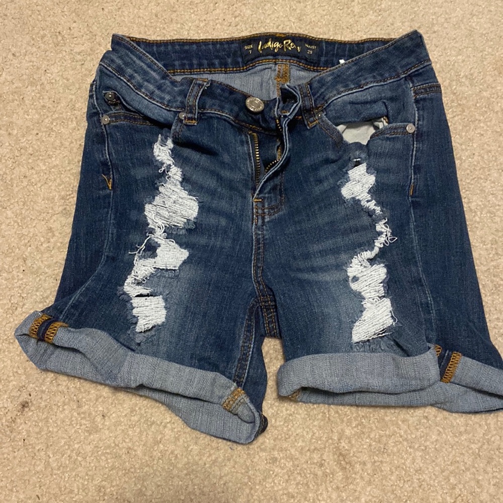 indigo rein ripped jean shorts - juniors 7